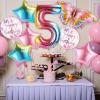 10pcs Butterfly Birthday Decorations, Number Balloon Pink Birthday Decorations Helium Foil Butterfly Balloon for Fairy Birthday Party Wedding Anniversary Events Supplies (Number 5) view 3