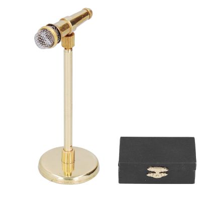 Adjustable Miniature Microphone Model Musical Instrument Handicraft Decoration Model for 1:12 Action Figures Dollhouse Accessories Display Ornaments Home Decoration