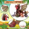 Deekin 7 Pcs Dragon Toy Set 16 Inch Large Dragon Stuffed Animal with 4 Baby Plush and 2 Eggs in Mommy's Belly Dinosaur Plushies Gifts for Boys Girls Birthday(Retro Style) view 3