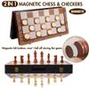 2 in 1 Magnetic Wooden Chess Set & Checkers Board Game, 15 Folding Chess Board with Pieces Storage Slots, 2 Extra Queens, Portable Travel Chess Set for Kids Adults Beginner Age 3+ view 2