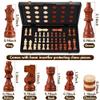 2 in 1 Magnetic Wooden Chess Set & Checkers Board Game, 15 Folding Chess Board with Pieces Storage Slots, 2 Extra Queens, Portable Travel Chess Set for Kids Adults Beginner Age 3+ view 3