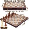 2 in 1 Magnetic Wooden Chess Set & Checkers Board Game, 15 Folding Chess Board with Pieces Storage Slots, 2 Extra Queens, Portable Travel Chess Set for Kids Adults Beginner Age 3+ view 4