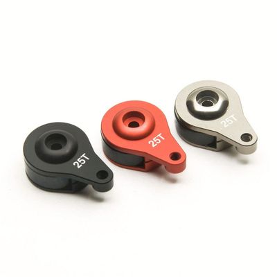 BrewJa 15mm Single Hole 25T Adjustable Alloy Metal Servo Arm Compatible with FUTABA/SANWA/Tactic/ACOMS/Tamiya 1/10 RC Car Truck Model Parts (Color : Black 2pcs)