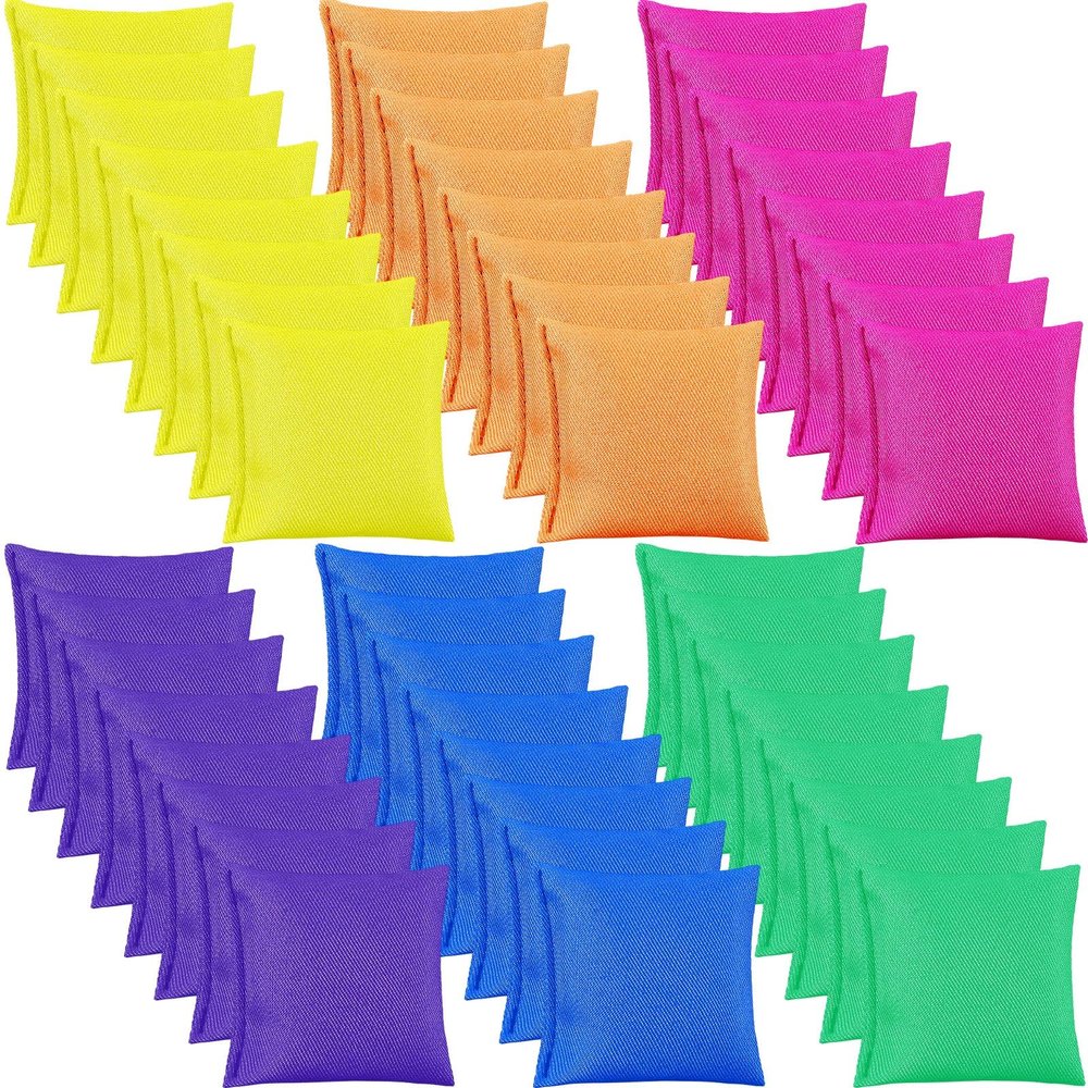Jenaai 48 Pcs Nylon Bean Bags Colorful Bean Bag, 2.6" x 2.6" Tossing Cornhole Bags(Bright Color)