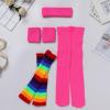 80s Workout Outfit For Girls Kids Retro 1980s Party Fitness Long Sleeve Leotard Gym Yoga Pants Leggings Rainbow Leg Warmers Headband Set Sportwear Blue 7-8 Years view 4