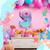 Shappy 16 Inch Mermaid Piata Purple Number Birthday Piata Party with Stick Blindfold Confetti for Anniversary Celebration Birthday Decoration Supplies(Number 9) view 4