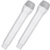 Facmogu 2PCS Fake Microphone Prop, Plastic Realistic Prop Microphone, Pretend Mics Simulate Speech Practice, Mic Prop for Karaoke Costume Role Play Christmas Cosplay Music Birthday Party Favors -White view 1