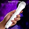 Facmogu 2PCS Fake Microphone Prop, Plastic Realistic Prop Microphone, Pretend Mics Simulate Speech Practice, Mic Prop for Karaoke Costume Role Play Christmas Cosplay Music Birthday Party Favors -White view 3