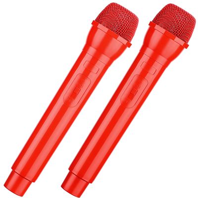 Facmogu 2PCS Fake Microphone Prop, Plastic Realistic Prop Microphone, Pretend Mics Simulate Speech Practice, Mic Prop for Karaoke Costume Role Play Christmas Cosplay Music Birthday Party Favors - Red
