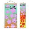 Wall Hanging Height Chart, Red and Purple Floral Stylish Child's Room Decoration, Canvas Growth Chart - (13.4x56in) view 1