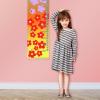 Wall Hanging Height Chart, Red and Purple Floral Stylish Child's Room Decoration, Canvas Growth Chart - (13.4x56in) view 4