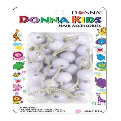 Donna Kids Hair Accessories, White Round Beads with Elastic Ties for Girls Ponytails and Braids, Child-Friendly Hair Decor