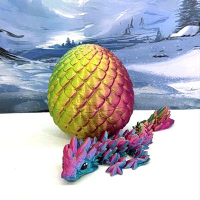 Baby Dragons,with Dragon Egg, Articulated Crystal, Rose, Orchid, Gemstone BabyDragon, Fidget Toy for Autism ADHD BD-Set-001 (Egg + GemstoneDragon, Red Yellow Blue)