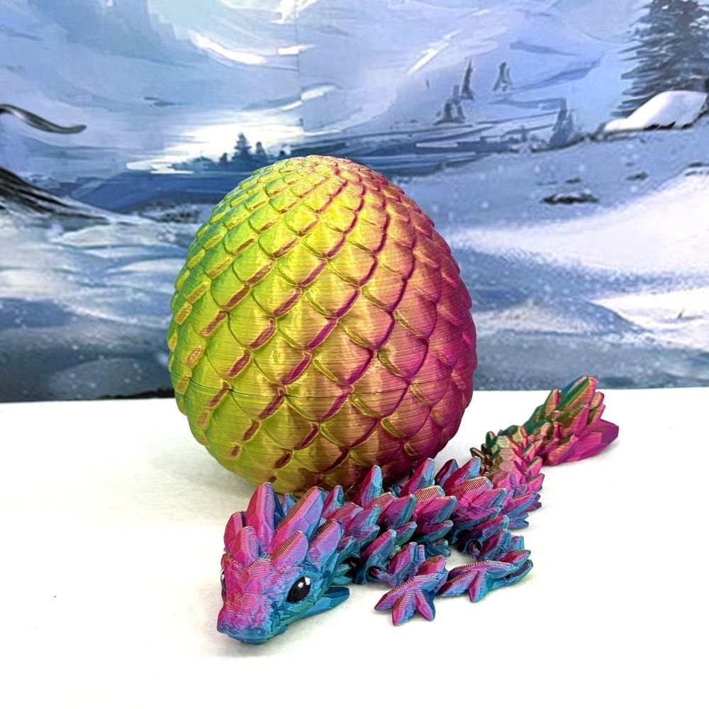 Baby Dragons,with Dragon Egg, Articulated Crystal, Rose, Orchid, Gemstone BabyDragon, Fidget Toy for Autism ADHD BD-Set-001 (Egg + GemstoneDragon, Red Yellow Blue)