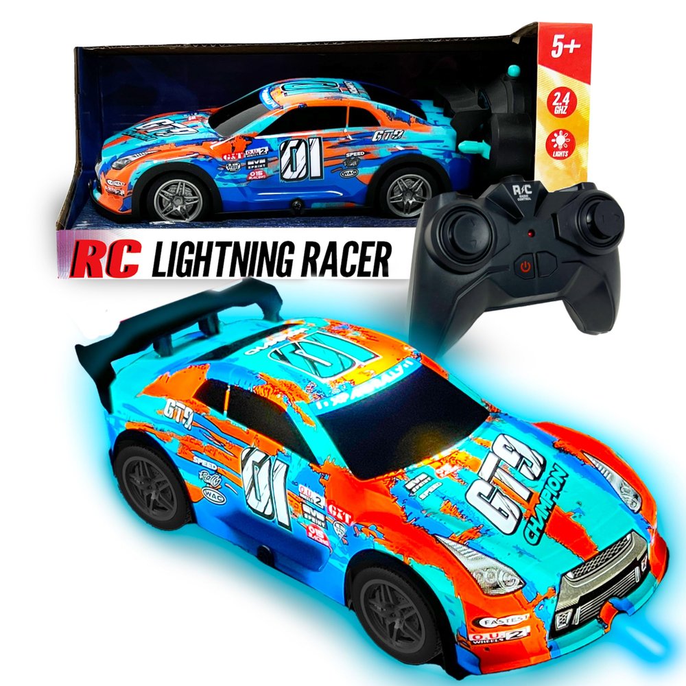 Nature Bound RC Lightning Racer - High-Speed, Light Up Chassis, Radio Controlled Race Car, 1:40 Scale, Blue