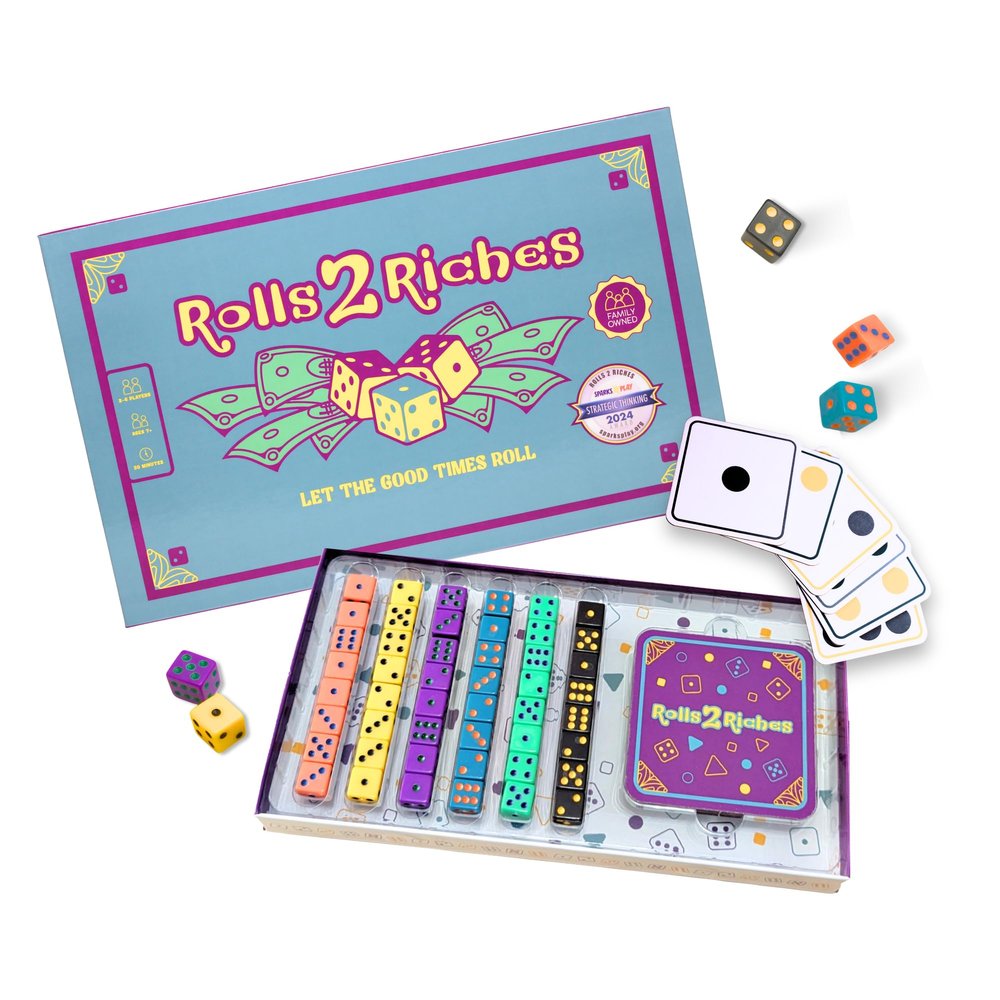 Award-Winning Board Game for Families  Rolls 2 Riches | Fast-Paced Dice, Card & Strategy Game for Kids & Adults | Perfect for Parties, Travel, Camping, Game Nights & Outdoor Summer Fun