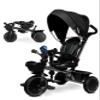 KRIDDO 7-in-1 Tricycle Stroller for Toddlers 18 Months to 5 Years, Adjustable Push Handle, Rotatable Seat, Cup Holder and Retractable Canopy, Folding Baby Trike w/Detachable Guardrail, Footrest, GY view 1