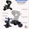KRIDDO 7-in-1 Tricycle Stroller for Toddlers 18 Months to 5 Years, Adjustable Push Handle, Rotatable Seat, Cup Holder and Retractable Canopy, Folding Baby Trike w/Detachable Guardrail, Footrest, GY view 4