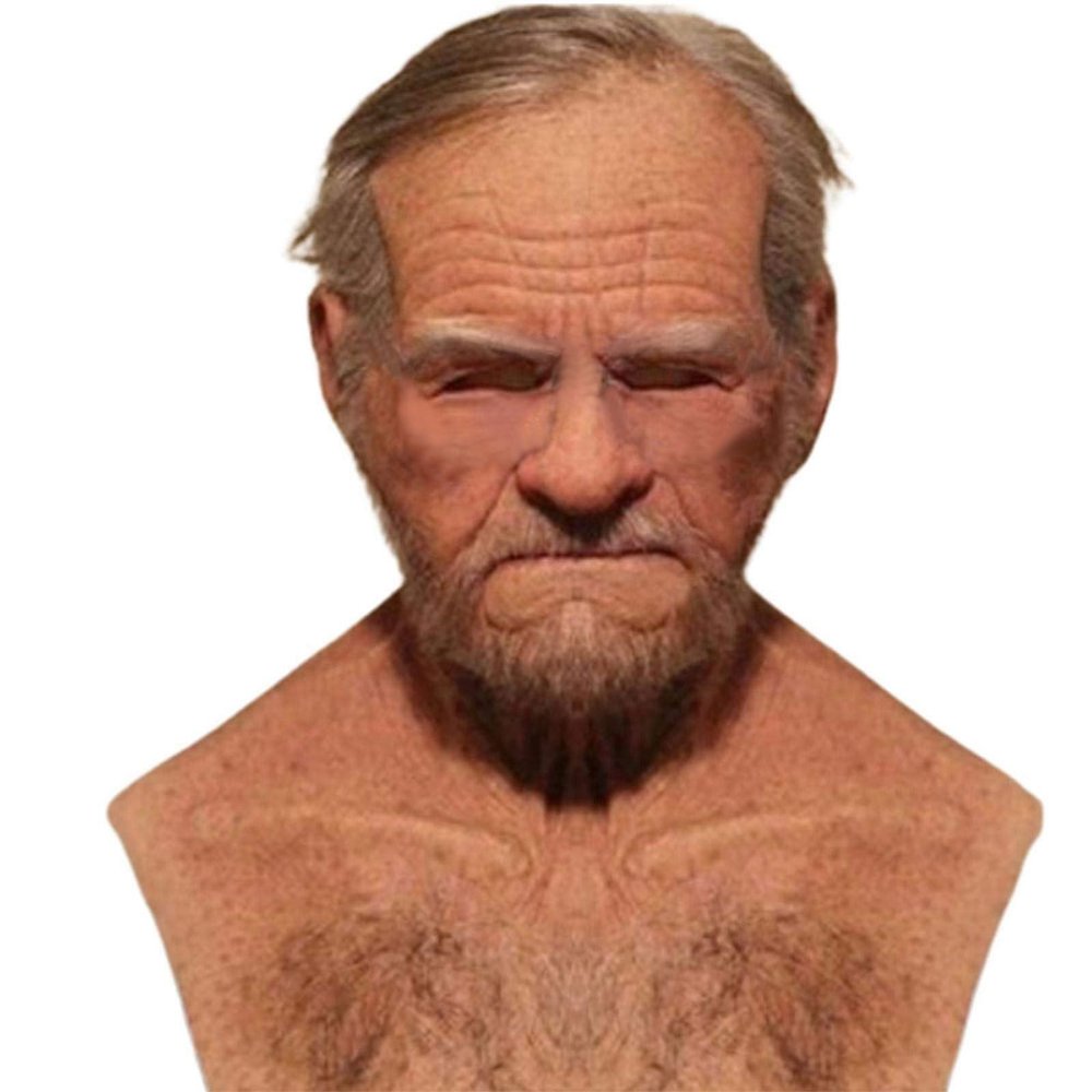 ALXOY GHDLM Realistic Old Man Mask Bald Man Latex Mask Realistic Face Mask Halloween Party Cosplay Party Costume Mask Masquerade Props (E)