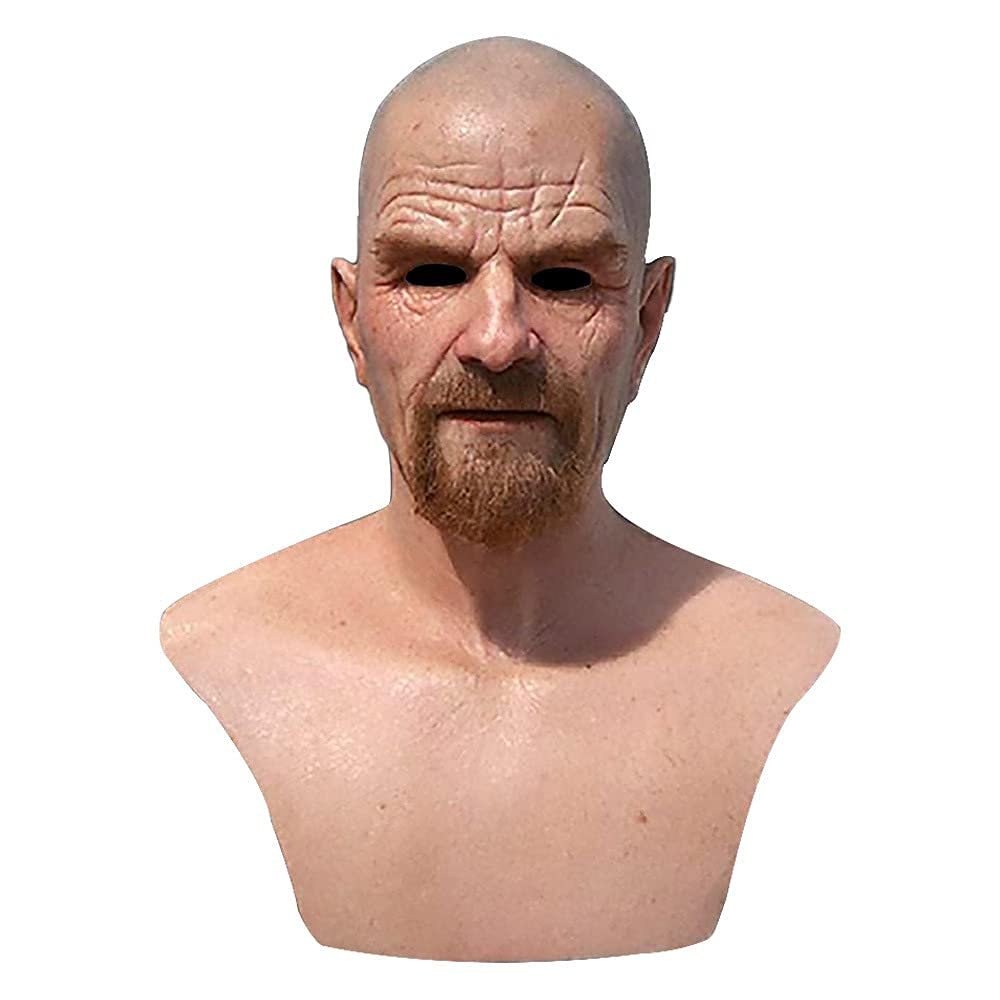 ALXOY GHDLM Realistic Old Man Mask Bald Man Latex Mask Realistic Face Mask Halloween Party Cosplay Party Costume Mask (O)