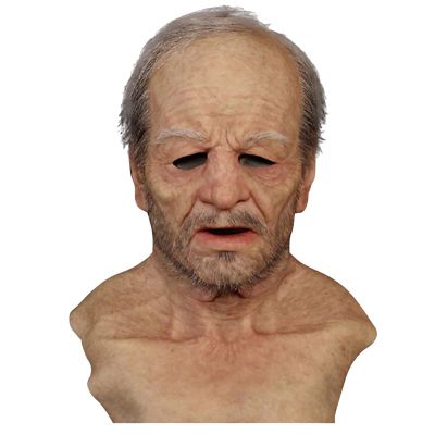 ALXOY GHDLM Realistic Old Man Mask Bald Man Latex Mask Realistic Face Mask Halloween Party Cosplay Party Costume Mask Masquerade Props (C)