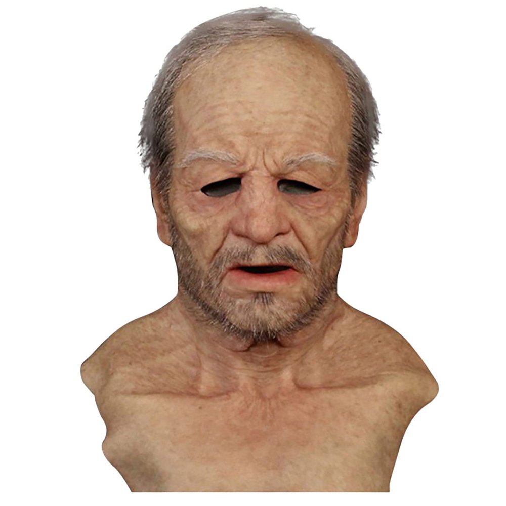 ALXOY GHDLM Realistic Old Man Mask Bald Man Latex Mask Realistic Face Mask Halloween Party Cosplay Party Costume Mask Masquerade Props (C)