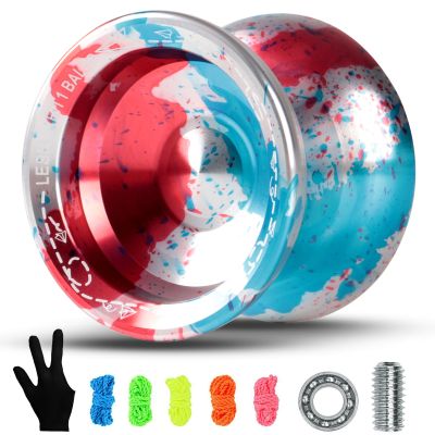JOLESHARE Professional Unresponsive Yoyo for Pros and Responsive Yoyos for Beginners, Package Includes Replaceable Responsive Bearings, yo-yo Gloves, and 5 yo-yo Cords(Mixed Color Pink)