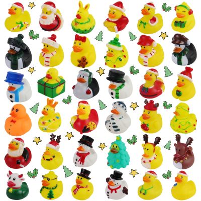 36Pcs Christmas Rubber Ducks in Bulk, 2 Inch Mini Christmas Ducks Bath Toys for Kids Boys Girls, Holiday Rubber Ducks for Jeep Ducking, Xmas Party Favors Decorations Stocking Stuffers Gifts