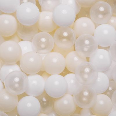 GOGOSO Ball Pit Balls Crush Proof Non-Toxic Plastic Balls Babies Kids Toy Bulk Pack 170pcs 2.2inchs, White+Beige+Clear