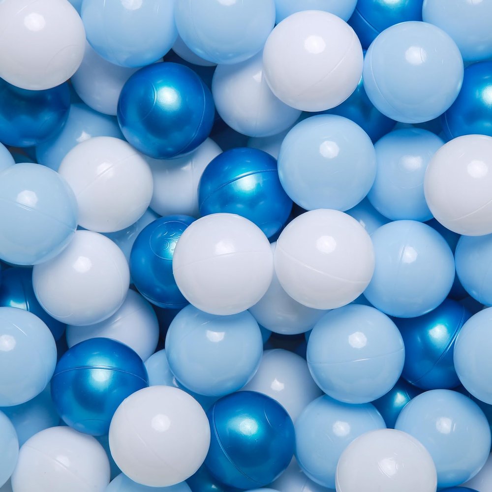 GOGOSO Ball Pit Balls Crush Proof Non-Toxic Plastic Balls Babies Kids Toy Bulk Pack 170pcs 2.2inchs, Blue+Pear Blue+White