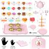 iAOVUEBY Tea Party Set for Little Girls, 49PCS Princess Tea Time Toys Including Tea Set Dessert Carrying Case, Kids Kitchen Pretend Playset, Tea Set for Girls Birthday Toddler Age 3-8, Pink view 2