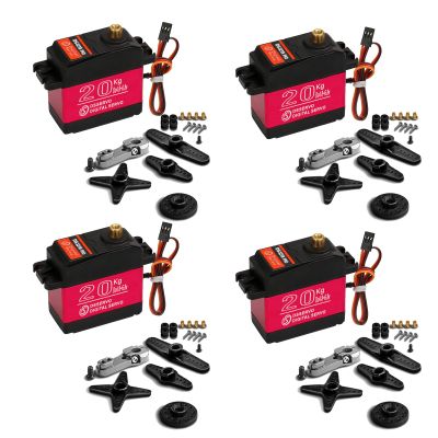 HOOYIJ 4Pack 20KG Digital Servo, DS3218 High Torque Full Metal Gear High Speed Waterproof RC Servo with 25T Servo Arm for 1/8 1/10 Scale Crawler RC Car Boat 180 Degree Control Angle