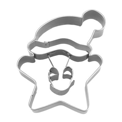 Stdter Embossing Cookie Cutter Star with Hat, 6.5 cm, Stainless Steel, Rustproof & Dishwasher Safe, for Dough, Fondant, Marzipan, Crafts and Modeling, 217348