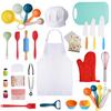 Kids Cooking Set Real Baking Utensils with Kitchen Tool Guide for Kids with Chef Apron Hat and Kitchen Accessories Kit Gift for Junior Chef view 4