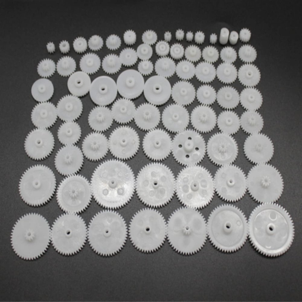 0.5 Mold DIY Plastic Motor Gears Set Plastic Crown Gear Kits Single Double Reduction Gear Worm Gear Electric Kit (72pcs)