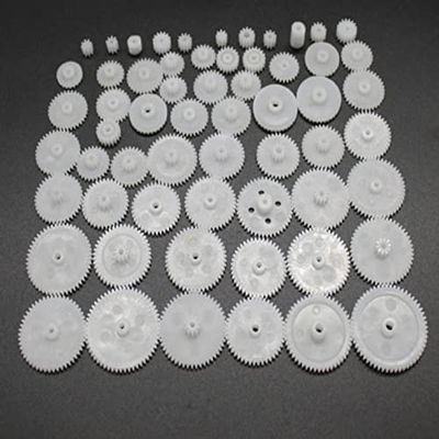 0.5 Mold DIY Plastic Motor Gears Set Plastic Crown Gear Kits Single Double Reduction Gear Worm Gear Electric Kit (58pcs)