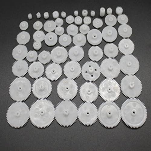0.5 Mold DIY Plastic Motor Gears Set Plastic Crown Gear Kits Single Double Reduction Gear Worm Gear Electric Kit (58pcs)