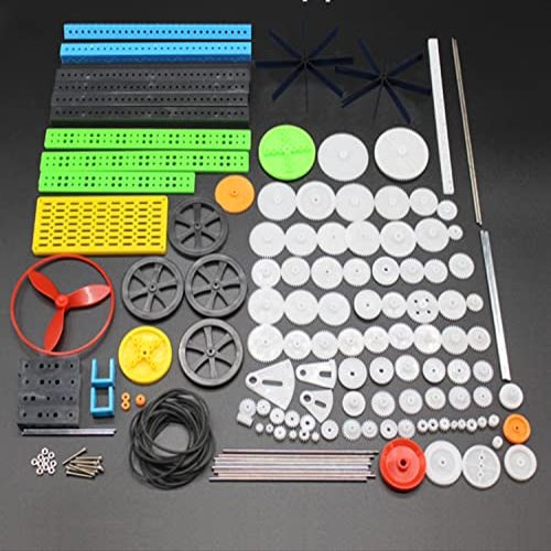 0.5 Mold DIY Plastic Motor Gears Set Plastic Crown Gear Kits Single Double Reduction Gear Worm Gear Electric Kit (105pcs)