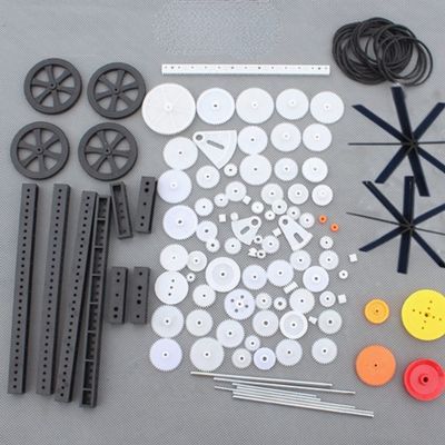 0.5 Mold DIY Plastic Motor Gears Set Plastic Crown Gear Kits Single Double Reduction Gear Worm Gear Electric Kit (92pcs)