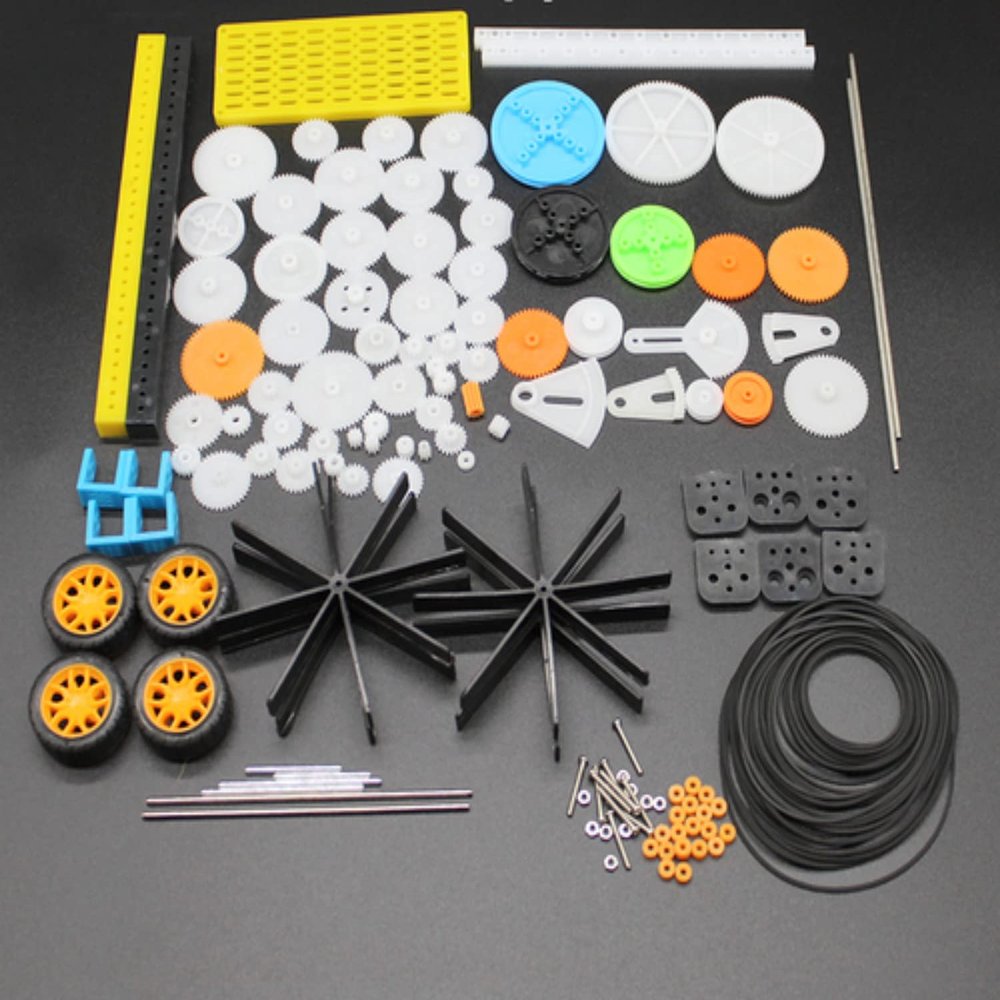 0.5 Mold DIY Plastic Motor Gears Set Plastic Crown Gear Kits Single Double Reduction Gear Worm Gear Electric Kit (80pcs)