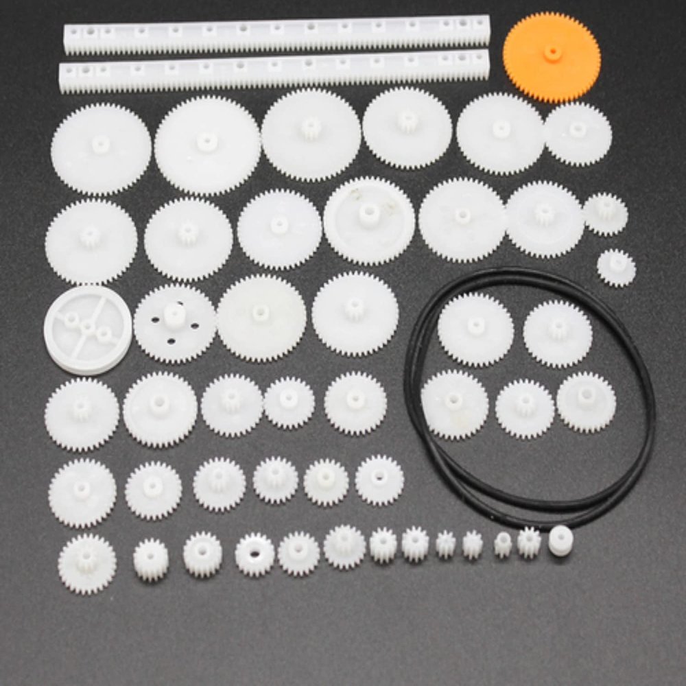 0.5 Mold DIY Plastic Motor Gears Set Plastic Crown Gear Kits Single Double Reduction Gear Worm Gear Electric Kit (50pcs)