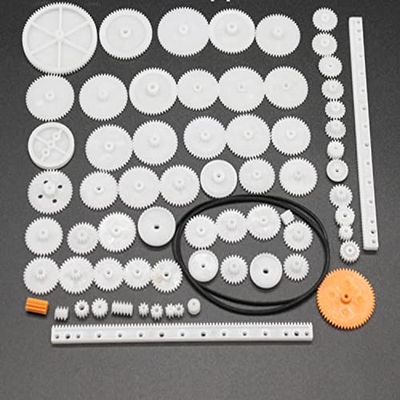 0.5 Mold DIY Plastic Motor Gears Set Plastic Crown Gear Kits Single Double Reduction Gear Worm Gear Electric Kit (65pcs)