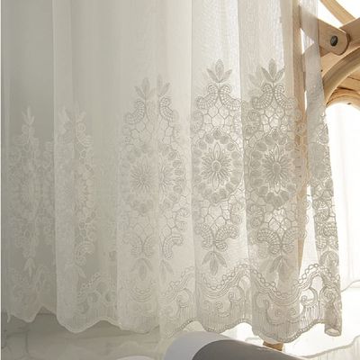 Rustic Style Sheer Curtains Living Dining Room Decor Bedroom Embroidery Pattern Tulle Draperies Voile