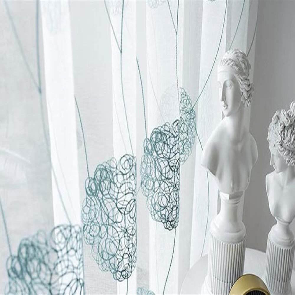Modern White Bedroom Exuqisited Sheer Curtains Kids Baby Room Bed Decor Embroidered Linen Tulle