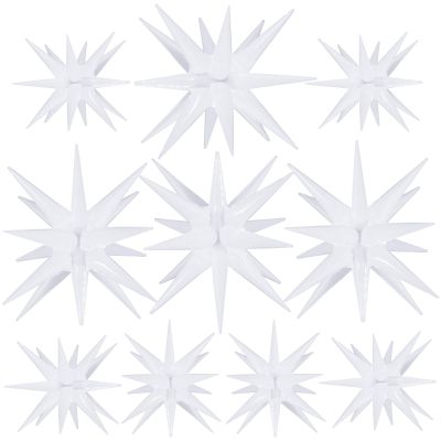 10 Pcs White Star Balloons Explosion Balloons Foil Cone Balloon Magic for Birthday Wedding Anniversary Party Backdrops Decorations Supplies, 6 Pcs 22Inches and 4 Pcs 27Inches