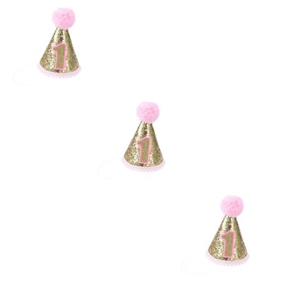 ABOOFAN 3pcs Glitter Adjustable Birthday Cone Hat for Girls Party Hat Glitter for Birthday Celebrations and Memorable Photo