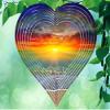 10 Inch Sunset Ocean Beach Heart Shaped Wind Spinner Yard Decor Aluminum Sublimated Garden Art Indoor Outdoor 3D Kinetic view 1