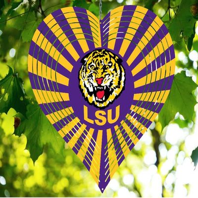 10 Inch Louisiana Heart Shaped Wind Spinner Yard Decor Aluminum Sublimated Garden Art Indoor Outdoor 3D Kinetic