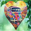 10 Inch VW Bus Hippie Flowers Heart Shaped Wind Spinner Yard Decor Aluminum Sublimated Garden Art Indoor Outdoor 3D Kinetic view 1