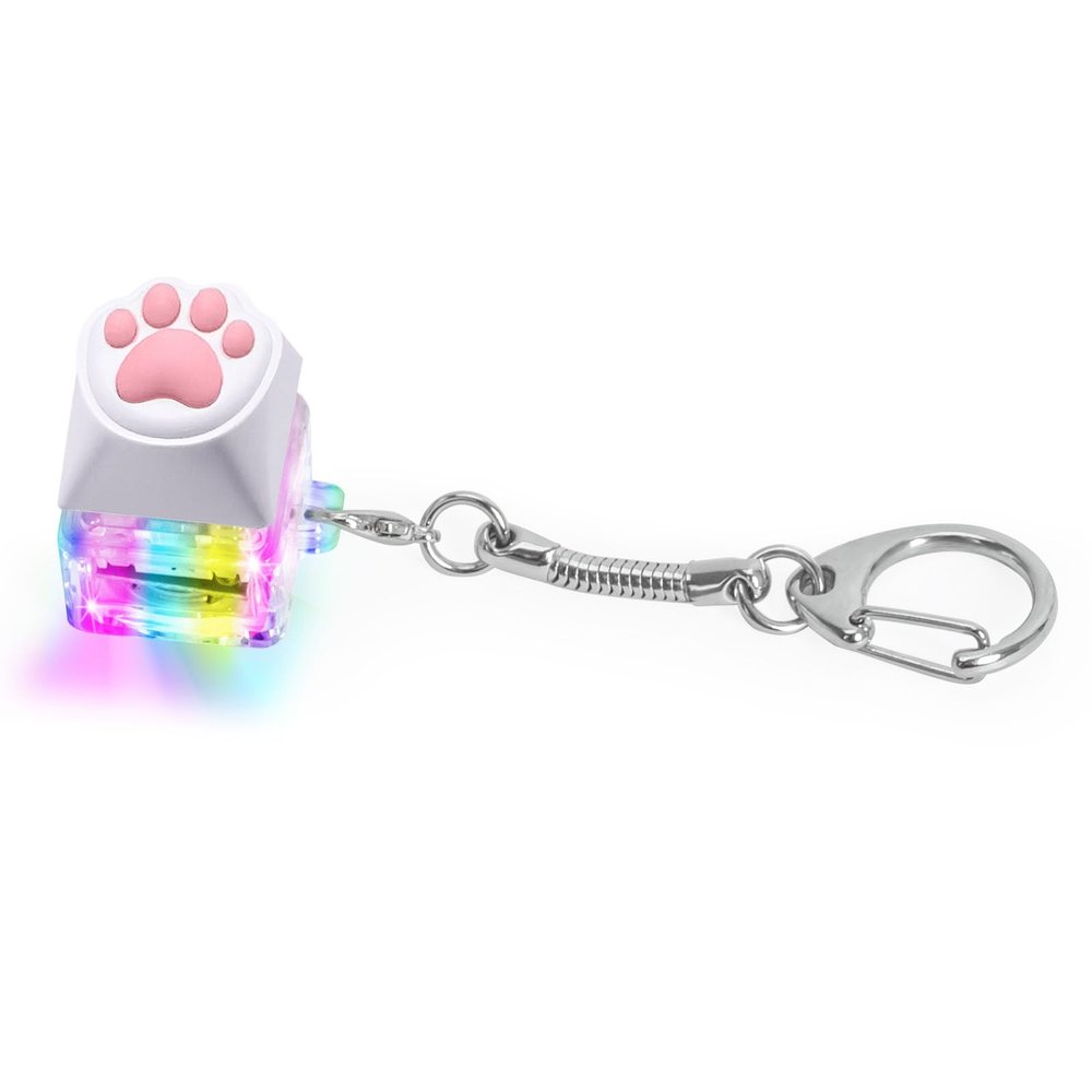 Keyboard Fidget Toys for Adults Keyboard Clicker with LED Light Keychain Fidget Sensory Fun Toys for Anxiety Decompression (Catpaw, 1P)